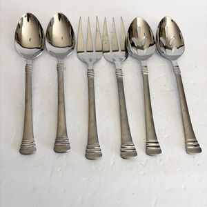 Cambridge CODIE Sand Stainless Steel Serving Spoon Slotted Fork - Set Of 6